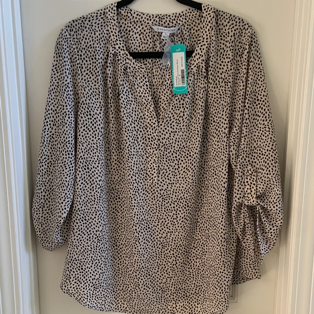 41 Hawthorn Black and tan  Dotted Blouse